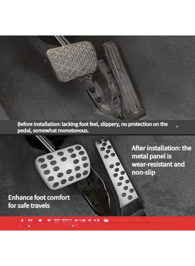 One Pair Silvery Anti Slip Car Throttle And Brake Pedal Mats Durable Metal Construction - Image 5