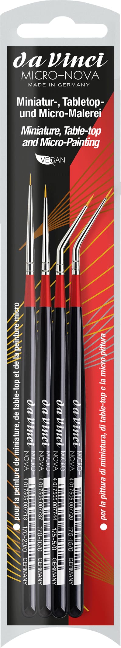 da Vinci MicroNOVA 4 Brush Set 4275 for Modelling Miniature Painting one Piece Each Series 170 Sizes 200 100 175 Sizes 150 50 - Image 2