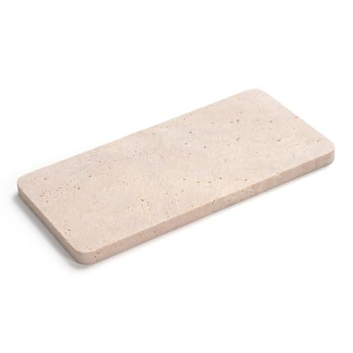 IVAILEX Edgeless Travertine Bathroom Vanity Tray, Decorative Rectangular Marble Tray for Countertop, Dresser, Jewelry, Perfume, Candle, Soap 7.8inch x 3.9inch x 0.4inch - Image 3