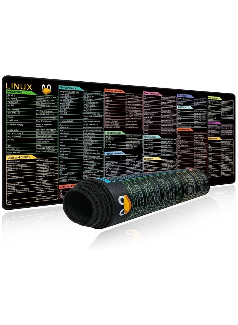 MARK STORE Linux Commands Line Mouse pad - Extended Large Cheat Sheet Mousepad. Shortcuts to Kali/Red Hat/Ubuntu/OpenSUSE/Arch/Debian/Unix Programmer. Non-Slip Gaming Desk mat  - Image 1