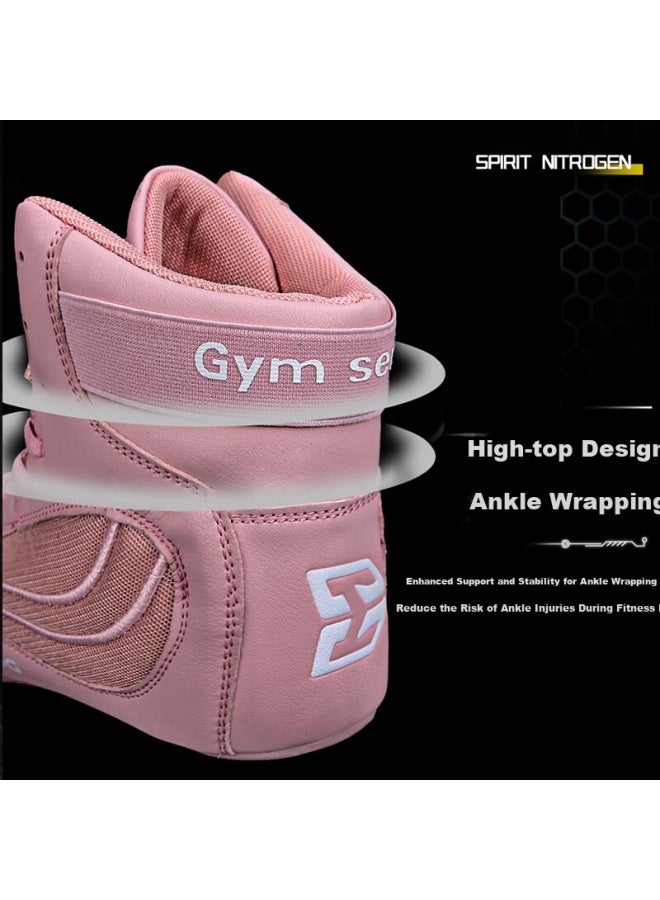 Competing pie Compeive High-top Boxing Shoes For Men, Women, And Children, Mma Combat Training Shoes, Wrestling Shoes, Fitness Martial Arts Shoes, Green, Size 35 - Image 3