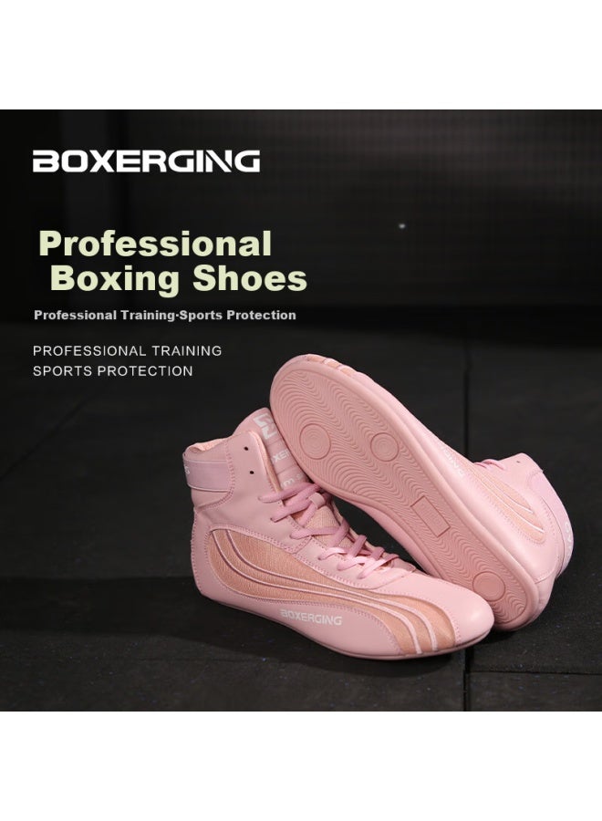 Competing pie Compeive High-top Boxing Shoes For Men, Women, And Children, Mma Combat Training Shoes, Wrestling Shoes, Fitness Martial Arts Shoes, Green, Size 35 - Image 5