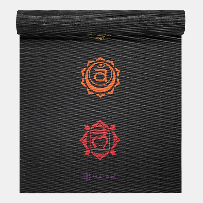 Gaiam Black Chakra Yoga Mat (6mm)