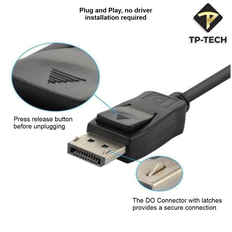 TP-TECH DP (DisplayPort) to VGA Adapter Male to Female 1080P, Compatible with Computer, Desktop, Laptop, PC, Monitor, Projector, HDTV - Image 4