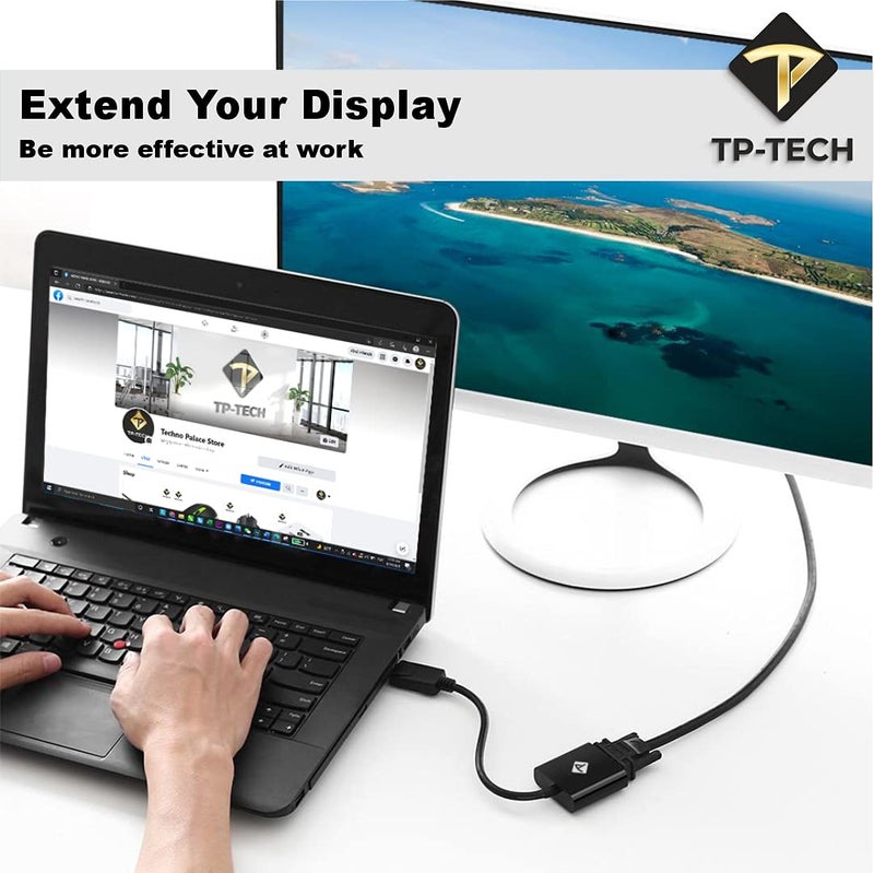 TP-TECH DP (DisplayPort) to VGA Adapter Male to Female 1080P, Compatible with Computer, Desktop, Laptop, PC, Monitor, Projector, HDTV - Image 3