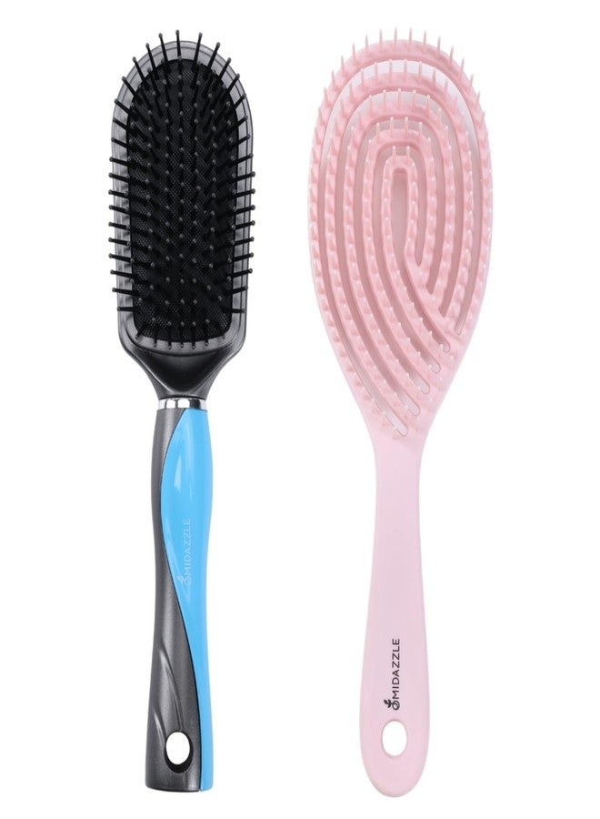 Omidazzle Midazzle Premium Hair Brush Set, Black & Blue and Pink Classic 3D, Pack of 2 - Image 2