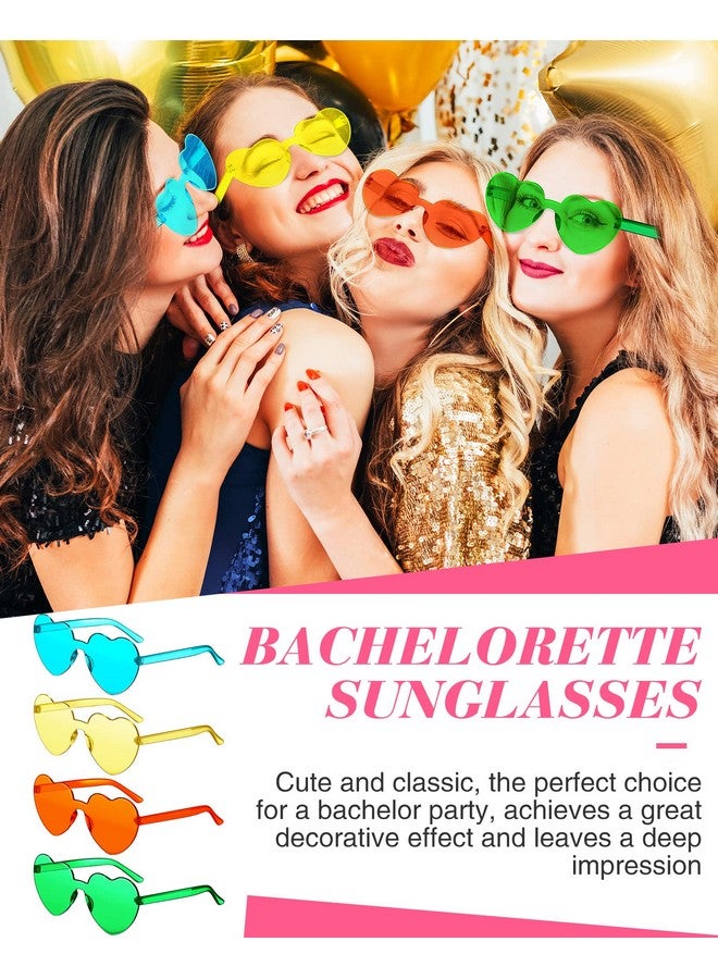 Cindeer 60 Pairs Rimless Sunglasses Heart Sunglasses Frameless Heart Shaped Sunglasses Transparent Candy Color Trendy Fun Sunglasses For Women Girls Bachelorette Party Favor 30 Colors - Image 5