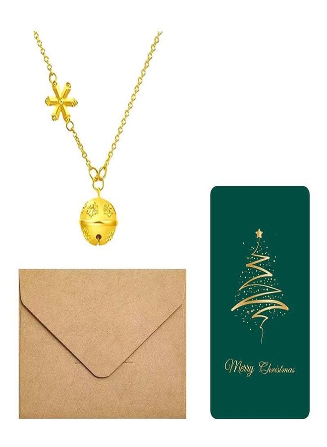 Teemotutu Christmas Necklace Set for Women, Gold Santa Hat Snowflake Jingle Bell & Xmas Tree Pendant Jewelry, Dainty Holiday Gift for Thanksgiving Christmas Party (Christmas bell) - Image 1
