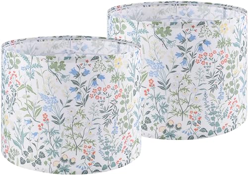 GO&SO Lamp Shades Set of 2 for Table Lamps 13 Top x 13 Bottom x 10 HighSpider Printed Floral Medium Drum Lampshades for Living RoomBedroom Desk Lamps Replacement Easy Assembly Required By GOSO - Image 1