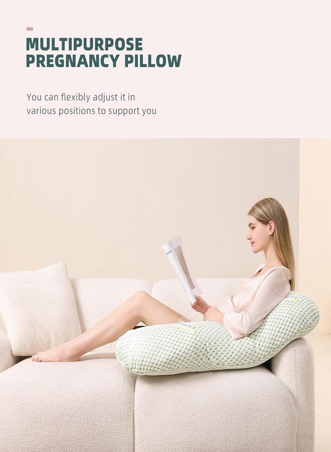 HOMECRAZE Pregnancy Pillow for Pregnant Women,Soft Pregnancy Body Pillow,Support for Back, HIPS, Legs,Maternity Pillow with Detachable and Adjustable Pillow Cover Sleeping, H-Shaped Green (1 Set) - Image 5