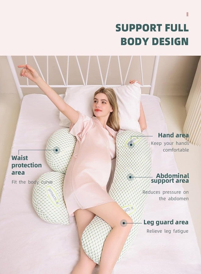 HOMECRAZE Pregnancy Pillow for Pregnant Women,Soft Pregnancy Body Pillow,Support for Back, HIPS, Legs,Maternity Pillow with Detachable and Adjustable Pillow Cover Sleeping, H-Shaped Green (1 Set) - Image 3