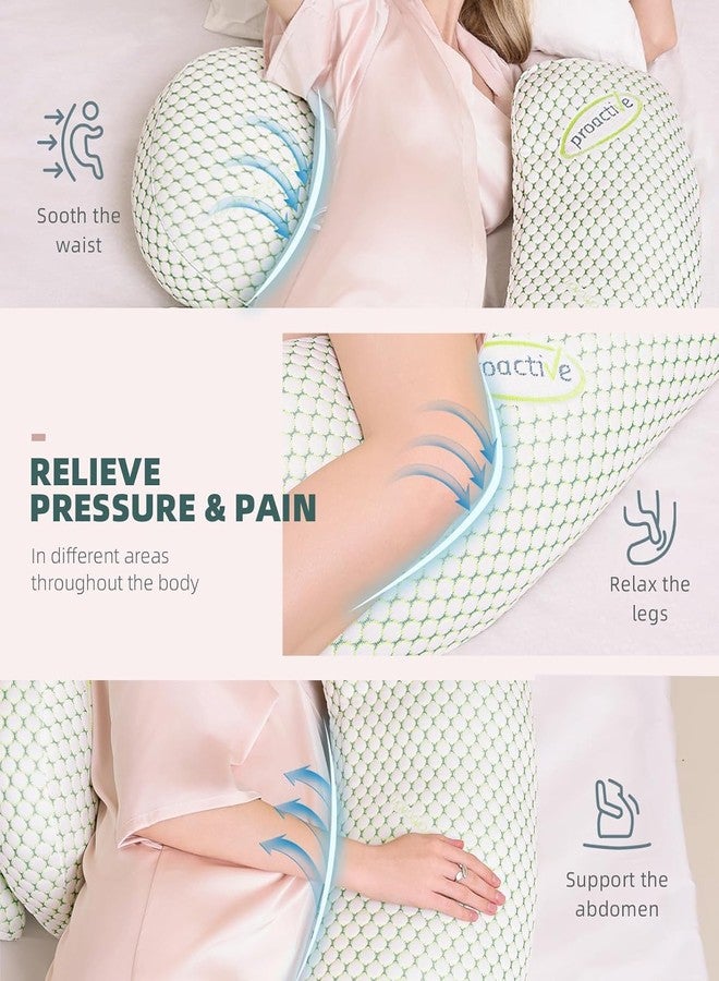 HOMECRAZE Pregnancy Pillow for Pregnant Women,Soft Pregnancy Body Pillow,Support for Back, HIPS, Legs,Maternity Pillow with Detachable and Adjustable Pillow Cover Sleeping, H-Shaped Green (1 Set) - Image 4