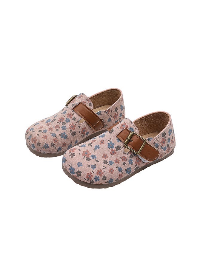 Shein Girls' Floral Print Princess Shoes  Spring/autumn New Children's Soft Sole Birkenstock Infant Bean Shoes - Image 5