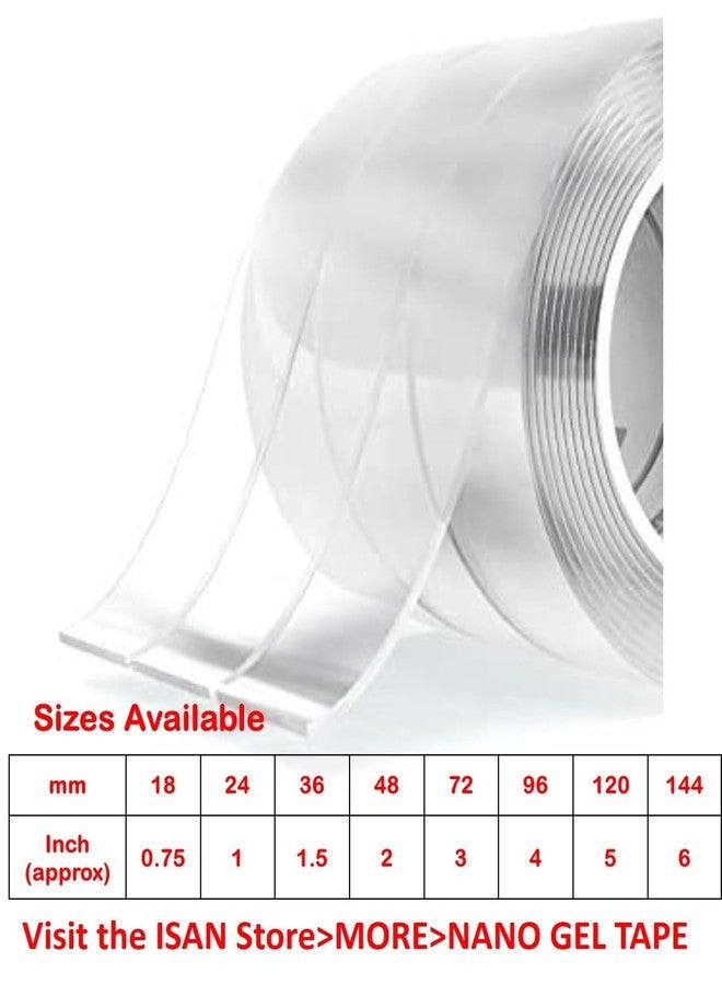ISAN® NANO GEL Tape 1mm Thickness, Width 12mm (1/2" Approx) x 3m Length Double sided Transparent Washable Reusable (2Pcs.) - Image 5