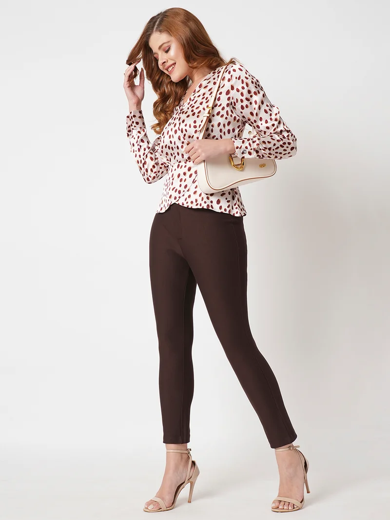 globus Women Skinny Fit High-Rise Stretchable Trousers