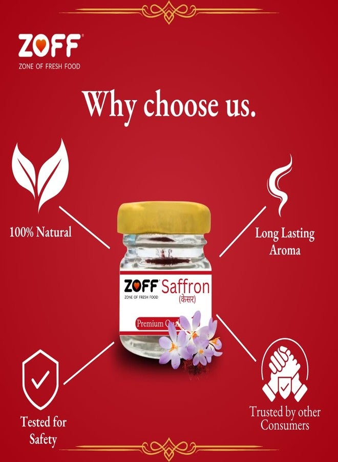 Zoff kesar saffron original- Premium Kashmiri kesar saffron- Hand-Picked & Naturally Aromatic -Perfect for Cooking, Desserts & Wellness -Net Weight: 1g - Image 4