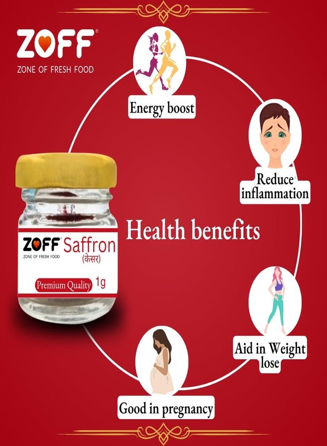 Zoff kesar saffron original- Premium Kashmiri kesar saffron- Hand-Picked & Naturally Aromatic -Perfect for Cooking, Desserts & Wellness -Net Weight: 1g - Image 2