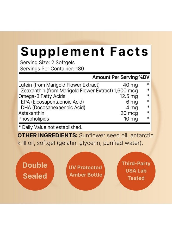 NatureBell Lutein 40mg and Zeaxanthin 1,600mcg Per Serving, 360 Softgels | 4 in 1 with Omega-3s, Astaxanthin, & Phospholipids - Marigold Flower Extract - Eye Antioxidant Vitamins - Non-GMO - Image 2
