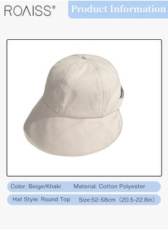 roaiss 2 Pcs Sunscreen Bucket Hat for Women Wide Brim UV Protection Sun Hat Spring Summer Casual Travel Adjustable Packable Baseball Cap Ponytail Comfort Beige and Khaki  - Image 3
