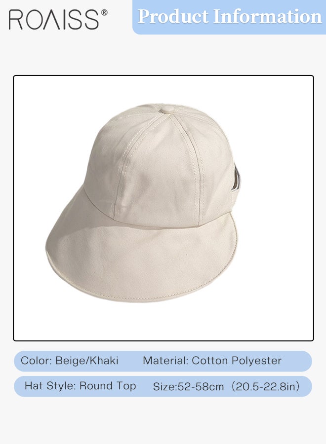 roaiss 2 Pcs Sunscreen Bucket Hat for Women Wide Brim UV Protection Sun Hat Spring Summer Casual Travel Adjustable Packable Baseball Cap Ponytail Comfort Beige and Khaki  - Image 3