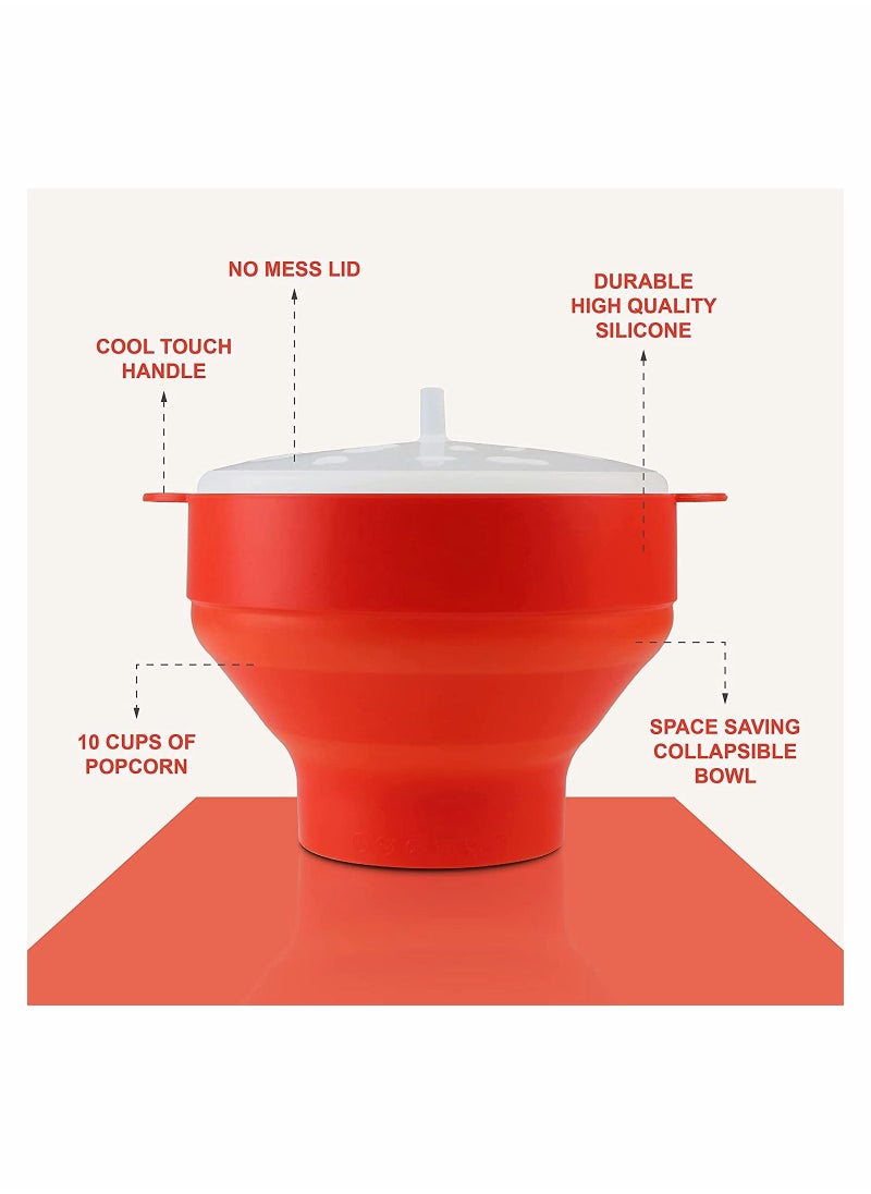 Y&D Silicone Microwave Popcorn Popper with Lid, BPA Free  - Image 2