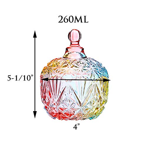 Danmu Colorful Glass Storage Jar with Lid, Candy & Cookie Jar, Jewelry Box, Buffet & Biscuit Containers (260ml / 9oz) - Image 2