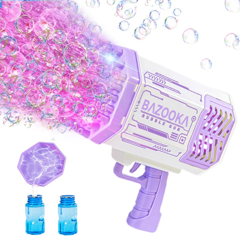 DESERT HOME Bubble Gun Bazooka Bubble Machine Gun Bubble Blaster Gun with Bubble Solution 69 Holes Bubble Bazooka Gun Outdoor Summer Toy Party Favors for Kids Purple Easter Bubble Maker Blowers - Image 2