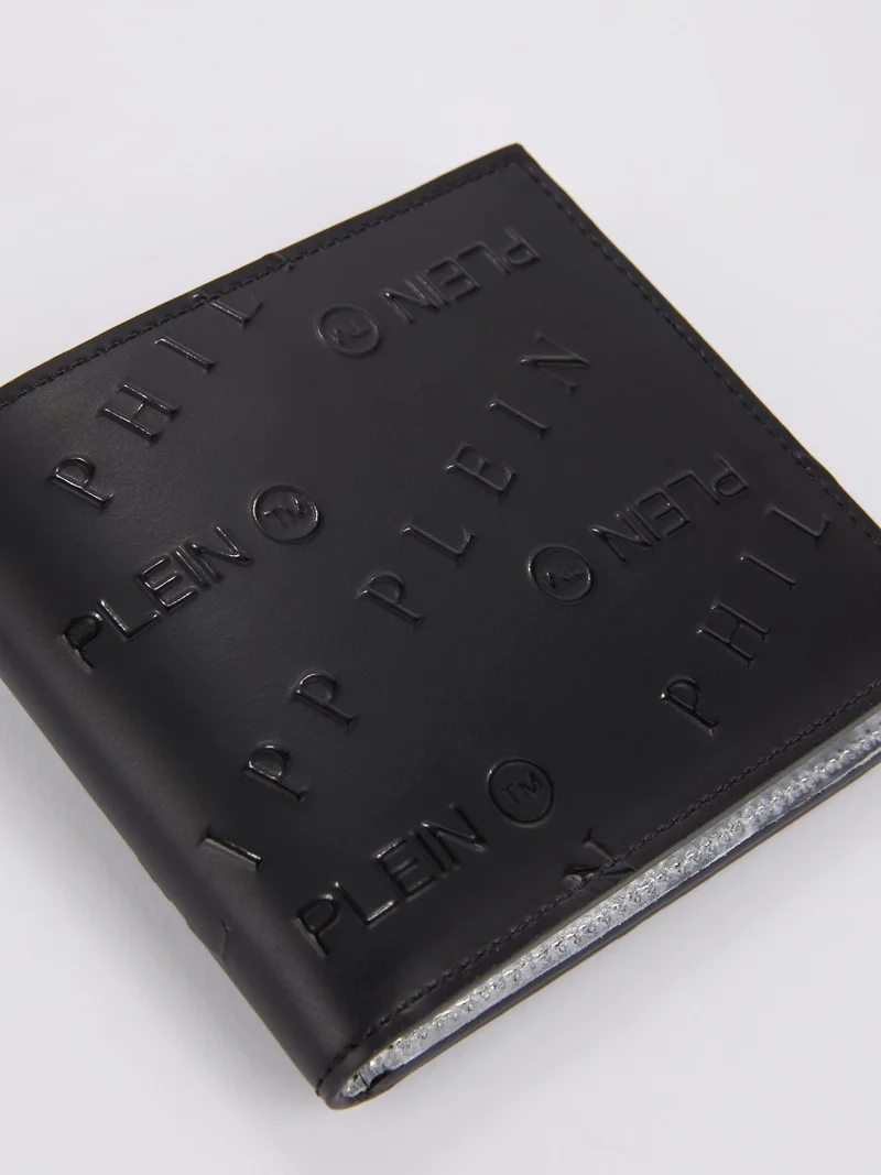 Philipp Plein  Black Monogram Leather French Wallet for Men | Best Price UAE