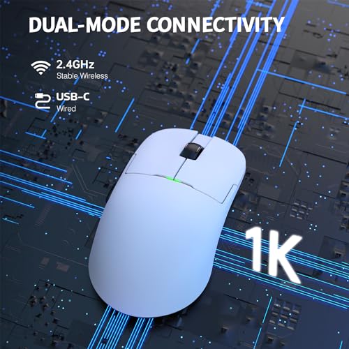 A-jazz Ajazz AJ159 Dual Mode Lightweight Gaming Mouse with Type C Wired and USB Receiver with PAW3395 Sensor 5 Programmable Buttons Ergonomic Symmetrical Design for PS4 Xbox PC Mac Gaming - Image 3