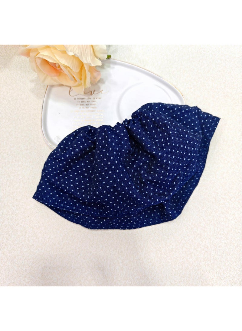 Generic Korean style double-layer skirt plaid hairpin hair ring heavy-duty hand-made design oversized headwear tied ponytail large intestine ring rubber band Denim blue polka dot hair tie