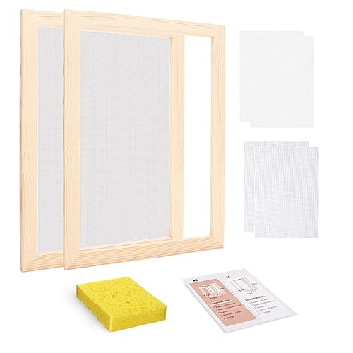 Worown A4 Wooden Paper Making Screen Kit, Paper Making Frames, Mould and Deckle for DIY Paper Crafts (12 x 8 Inch) - Image 1