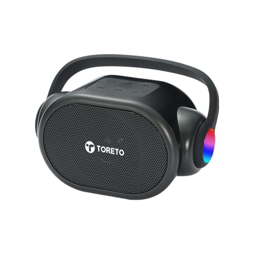 Toreto Neo Mini Portable Bluetooth Speaker 6W | RGB Lights | 5H Playtime | TWS, USB & TF Card Support | Type-C Charging | Built-in Handle | BIS Certified (Black) - Image 1