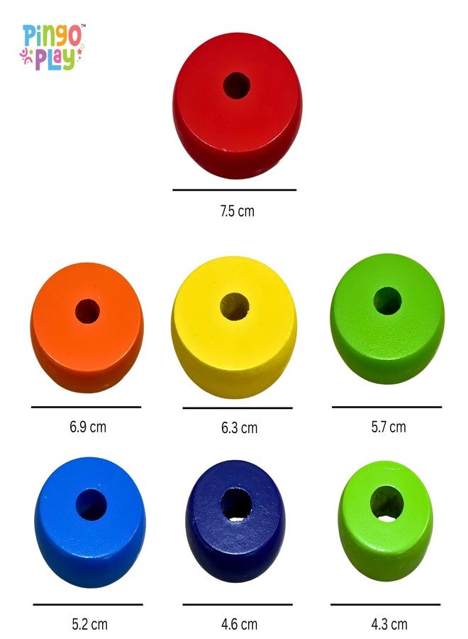 Pingo Play Wooden Ring Stacker Toy for Babies 6 Months+ | Colorful Vertical 7 Stacking Rings with Bear Face Topper | Non-Toxic | Montessori Toy for Early Learning & Motor Skills - Image 5