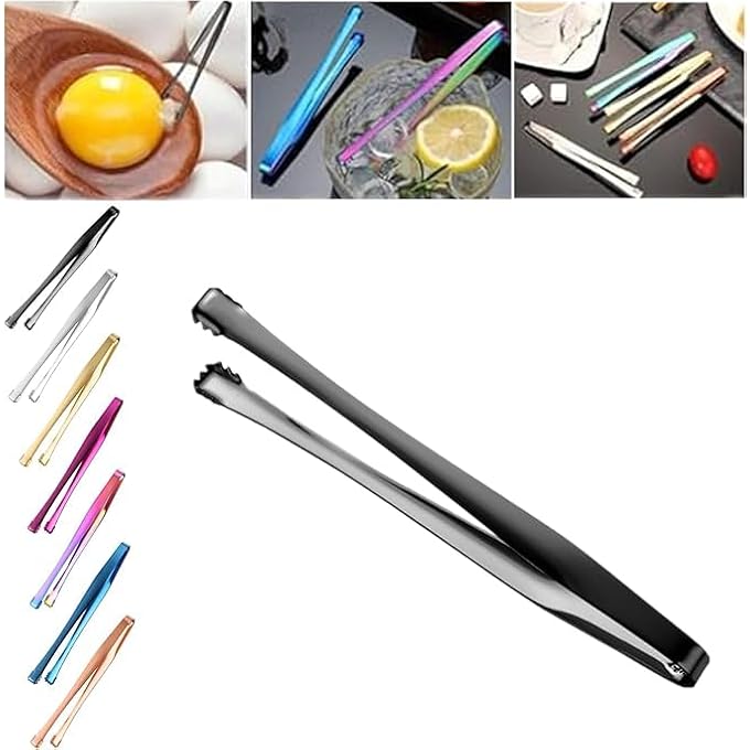 ريحني أداة إزالة قشر البيض للمطبخ، كماشة غشاء، ملقط الثلج والسكر، أسود - Image 3