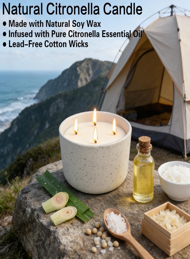 Jayhanvoe Citronella Candles Outdoor for Patio, 22oz Large 4-Wick Natural Soy Wax Candle, 100-Hour Long Lasting Citronella Oil Candle in Decorative Ceramic Jar for Backyard, Garden, Deck, Summer Nights - Image 2