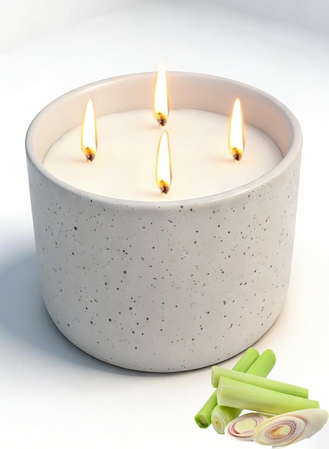 Jayhanvoe Citronella Candles Outdoor for Patio, 22oz Large 4-Wick Natural Soy Wax Candle, 100-Hour Long Lasting Citronella Oil Candle in Decorative Ceramic Jar for Backyard, Garden, Deck, Summer Nights - Image 1