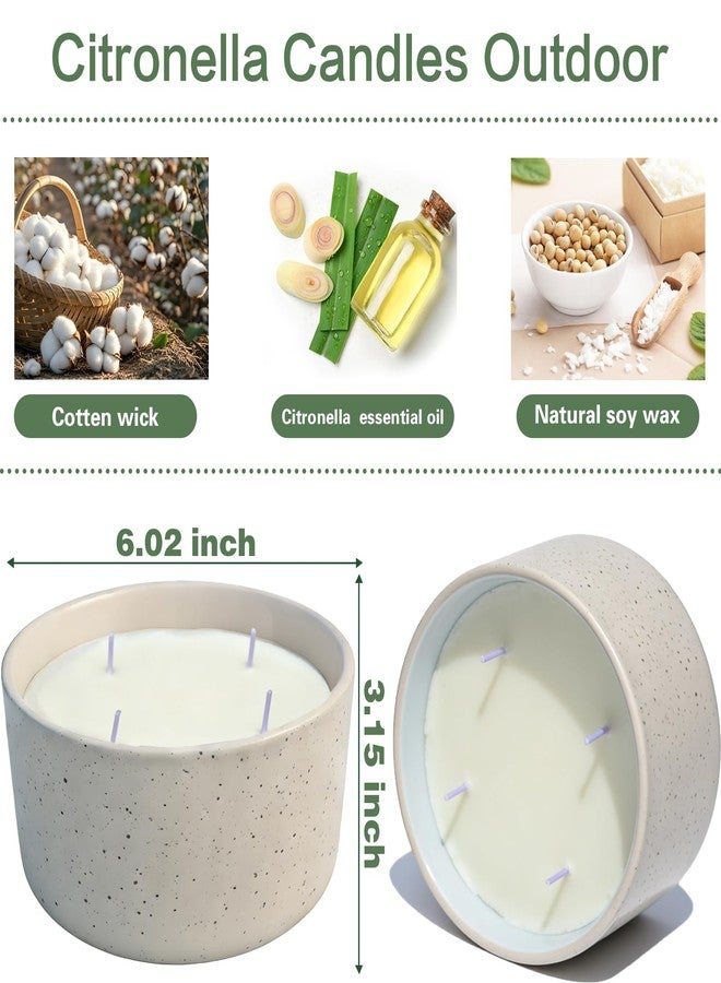 Jayhanvoe Citronella Candles Outdoor for Patio, 22oz Large 4-Wick Natural Soy Wax Candle, 100-Hour Long Lasting Citronella Oil Candle in Decorative Ceramic Jar for Backyard, Garden, Deck, Summer Nights - Image 3
