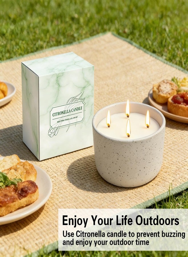 Jayhanvoe Citronella Candles Outdoor for Patio, 22oz Large 4-Wick Natural Soy Wax Candle, 100-Hour Long Lasting Citronella Oil Candle in Decorative Ceramic Jar for Backyard, Garden, Deck, Summer Nights - Image 5