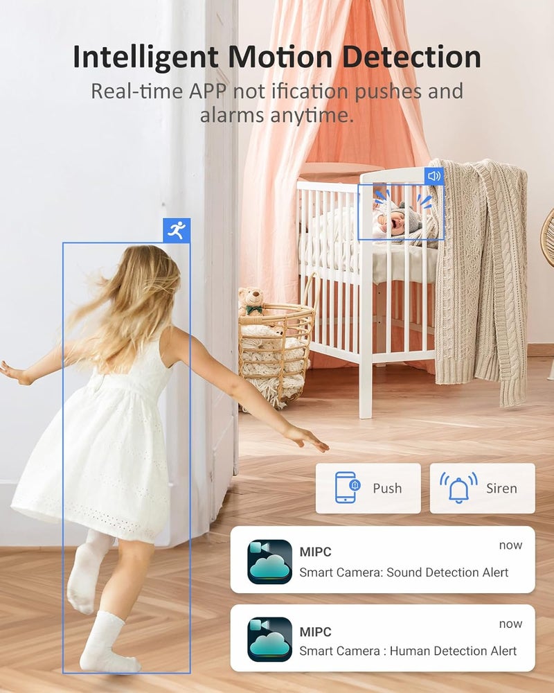 ANNKE 6MP HD Indoor Security Camera, 2.4/5 GHz WiFi Camera with 360° PTZ, Two-Way Talk, Night Vision, Smart Human Motion Detection, Cloud/SD Storage, Works with Alexa, Ideal for Baby/Pet Camera - Image 5