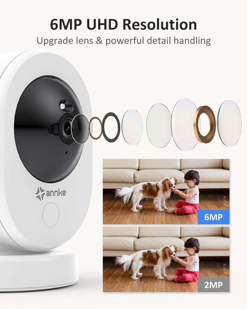 ANNKE 6MP HD Indoor Security Camera, 2.4/5 GHz WiFi Camera with 360° PTZ, Two-Way Talk, Night Vision, Smart Human Motion Detection, Cloud/SD Storage, Works with Alexa, Ideal for Baby/Pet Camera - Image 2