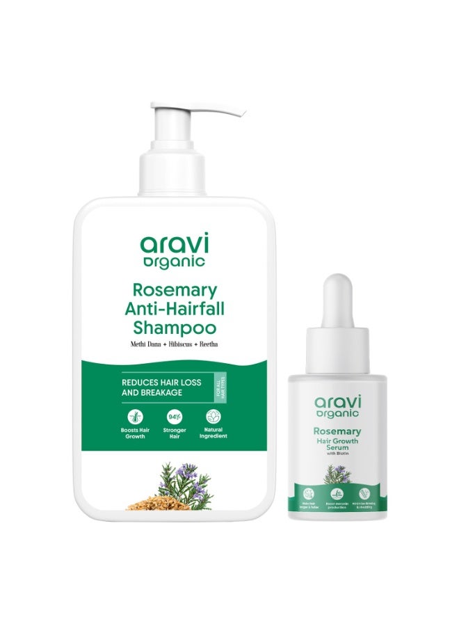 Aravi Organic Hair Care Combo – Rosemary Shampoo (200ml) + Hair Growth Serum (30ml) - Image 1
