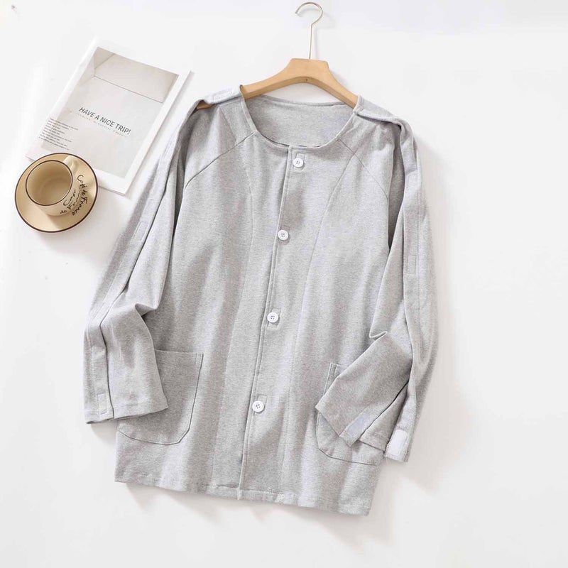Cotton Wool Paralysis Care Clothes For The Elderly Top Easy Dialysis Special Clothes For Fracture Easy To Wear And Take Off Hospital Gown - Image 5