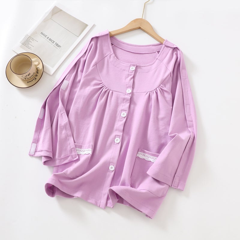Cotton Wool Paralysis Care Clothes For The Elderly Top Easy Dialysis Special Clothes For Fracture Easy To Wear And Take Off Hospital Gown - Image 2