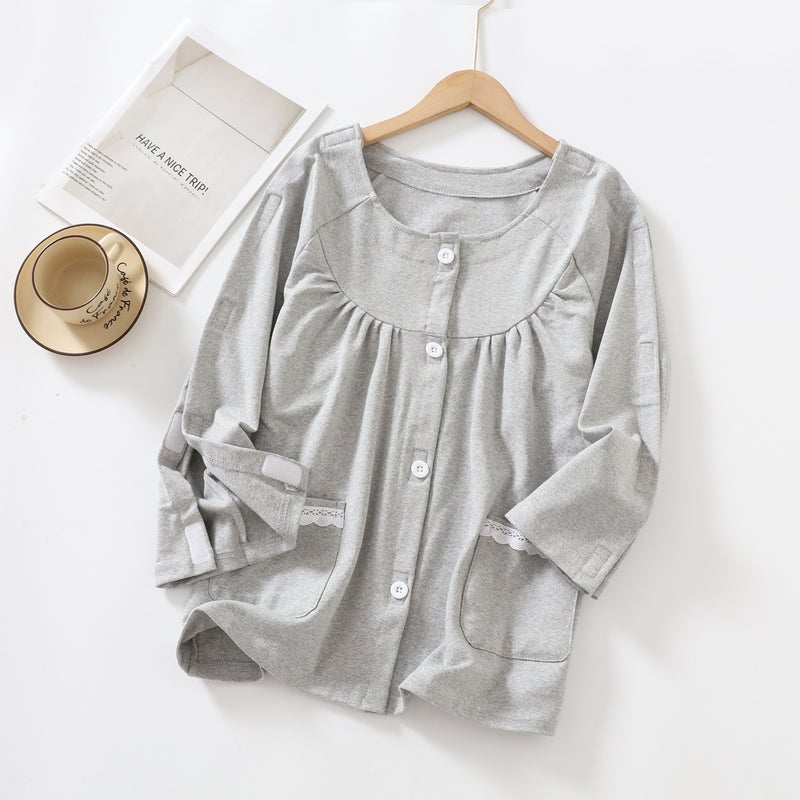 Cotton Wool Paralysis Care Clothes For The Elderly Top Easy Dialysis Special Clothes For Fracture Easy To Wear And Take Off Hospital Gown - Image 3