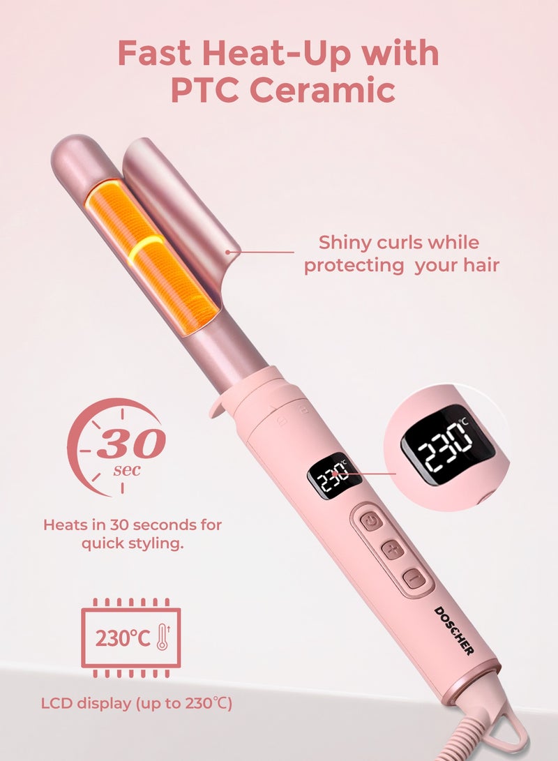 DOSCHER 5 in 1 Curling Iron Set – Professional Hair Curler with 5 Interchangeable Ceramic Barrels, Multi-Temperature Control up to 230℃, Dual Voltage Curling Wand for Women, Travel & Gift Set with Heat Glove & Clips - Image 3