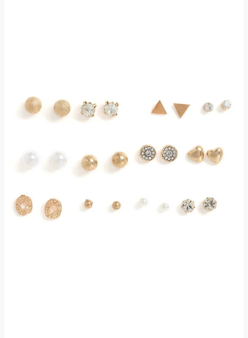 SOHI Pack of 12 Gold Plated Designer Studs