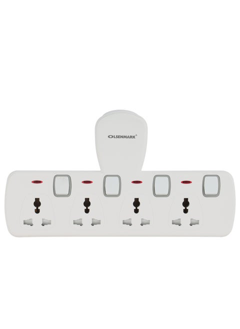 Olsenmark Multi Plug Extension Socket, 4 Way Electrical Outlet Extender, Wall Charger, Universal Plug Adapter, Charging Station for Home, Office, Kitchen, Individually Switched