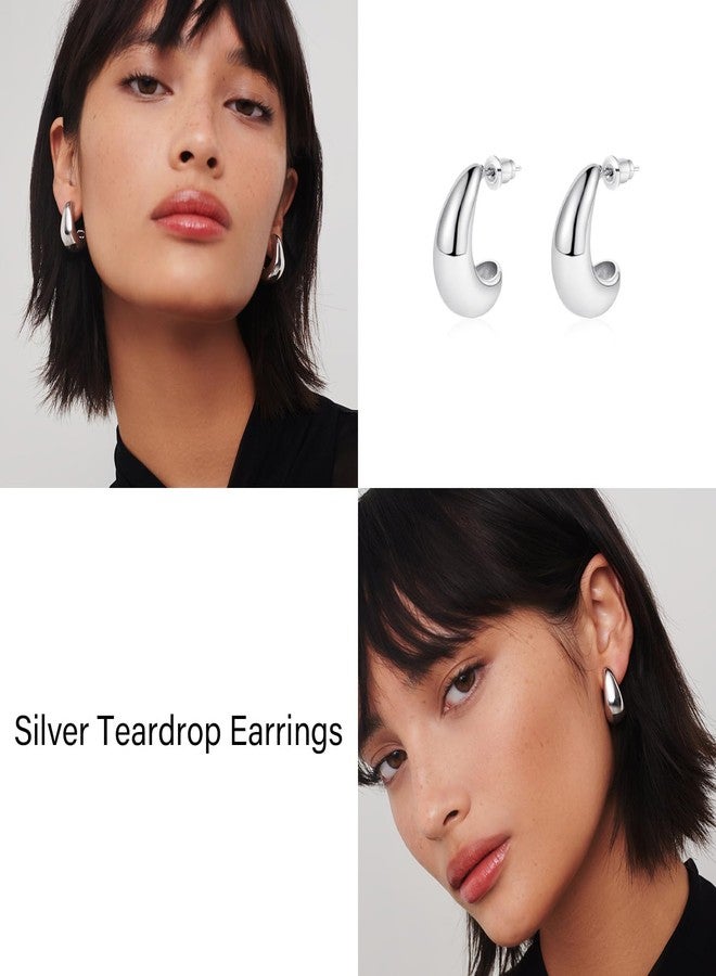 LEXODY Silver Hoop Earrings Set for Women, Lightweight Small Sterling Silver/Gold Hoop Huggie Earrings Multiple Piercing Hypoallergenic Cartilage Earrings for Women Trendy Jewelry Gifts, 14 mm, Brass - Image 4