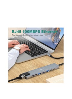 Generic USB C Hub, 8-in-1 USB C Port hub to Rj45 Ethernet Port USB3.0 & 2.0 Port 1*PD 100W Charging USB 1*USB/C Port 1 HDMI Port 1Tf & 1SD Port  - Image 2
