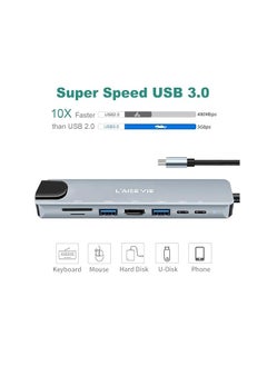 Generic USB C Hub, 8-in-1 USB C Port hub to Rj45 Ethernet Port USB3.0 & 2.0 Port 1*PD 100W Charging USB 1*USB/C Port 1 HDMI Port 1Tf & 1SD Port  - Image 5